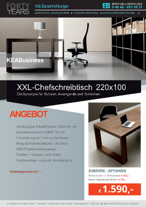 Angebot XXL-Chefschreibtisch 220x100 cm aus der Kollektion Büromöbel KEA Business von der Firma HKB Büroeinrichtungen GmbH Husum