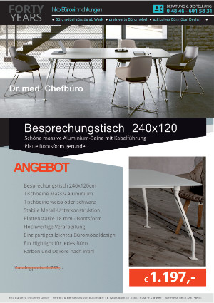 Angebot Besprechungstisch 240x120 von der Firma HKB Büroeinrichtungen GmbH Husum
