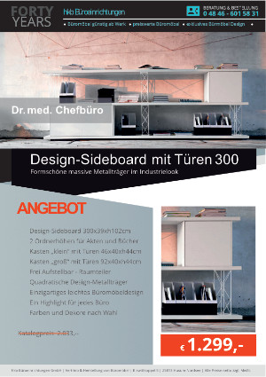Angebot Design-Sideboard mit Türen 300 aus der Kollektion Büromöbel Dr. Med von der Firma HKB Büroeinrichtungen GmbH Husum
